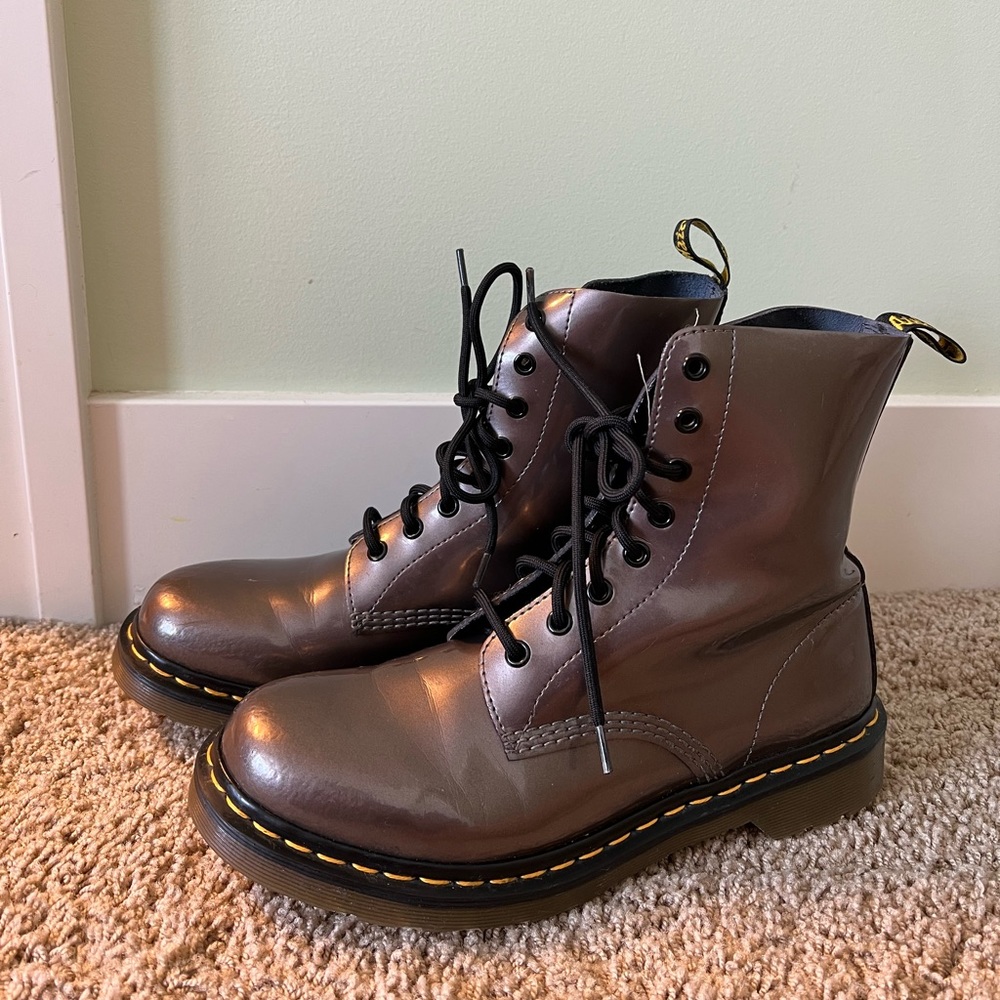 Women’s Dr. Martens Pascal Lace Up Boots; size 10; dark gray glossy color